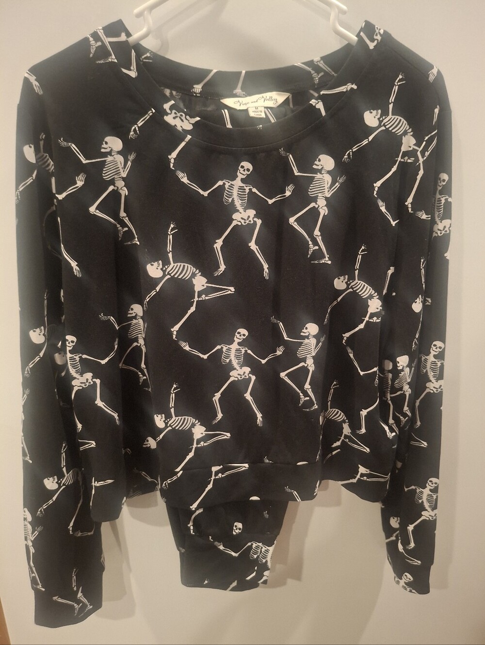 Black Skeleton-Print Matching PJ Set - Unbranded